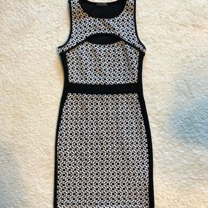 Black and white mini bodycon dress